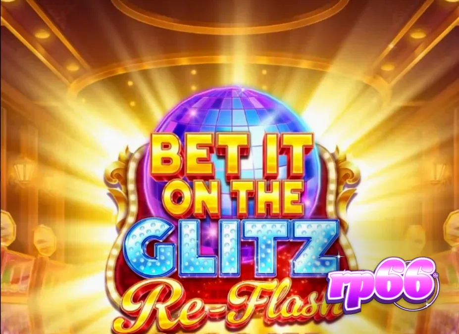 Tampilan visual slot Bet It on the Glitz Re-Flash dengan nuansa neon Vegas.
